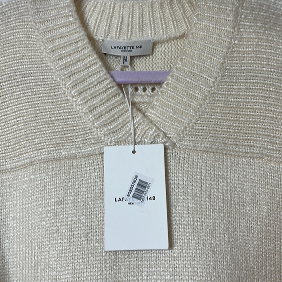 NWT $1,298 Lafayette 148 SILK YARN VOLUMINOUS SLEEVE V-NECK SWEATER Xs oversized - Picture 11 of 16